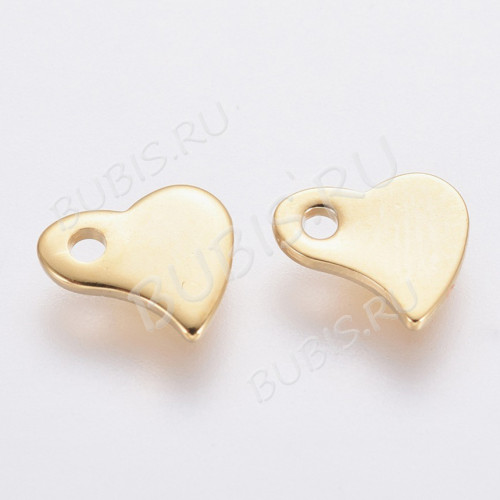 Подвеска Жетон 46 Сердечко окончание цепочки 6,5*6*1мм Real Gold Plated 24K золотистая (Хирургическая сталь)