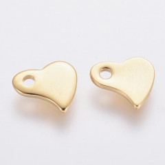 Подвеска Жетон 46 Сердечко окончание цепочки 6,5*6*1мм Real Gold Plated 24K золотистая (Хирургическая сталь)