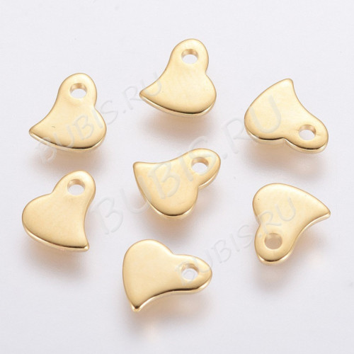 Подвеска Жетон 46 Сердечко окончание цепочки 6,5*6*1мм Real Gold Plated 24K золотистая (Хирургическая сталь)