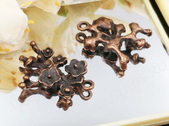 Подвеска Веточка 02 3D с цветочками 24*17*3,5мм античная медь (литьё)