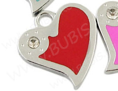 Подвеска Сердечко 28 со стразом 22*20*2мм красное (цветные подвески)