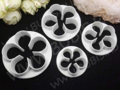 Каттер 03 Цветочки розы набор 5см, 4см, 3,5см и 3см белый (пластик) (инструменты для моделирования) (4шт.)