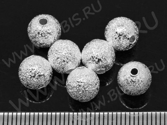 Бусина Шарик металлический "сахарный" 8мм серебристый (Brass) (10шт)