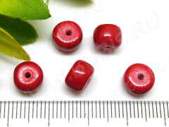 Бусина каменная Рондель 09 8*8*5,5-6мм Коралл красный пресс. (камни)