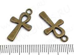 Подвеска Крестик 15 3D 22*13*2мм античная бронза (литьё)