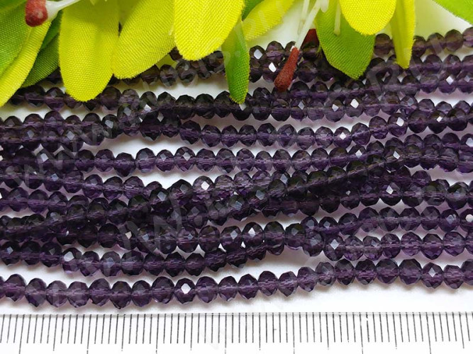 (СКИДКИ!!!) Бусина кристалл гранёный абакус 4,3*4*3,5мм Хрусталь фиолетовый прозрачный (имитация Сваровски) (100шт.)