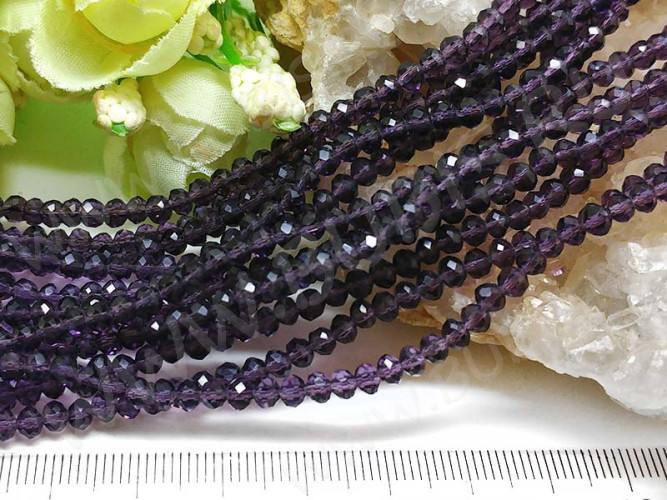 (СКИДКИ!!!) Бусина кристалл гранёный абакус 4,3*4*3,5мм Хрусталь фиолетовый прозрачный (имитация Сваровски) (100шт.)