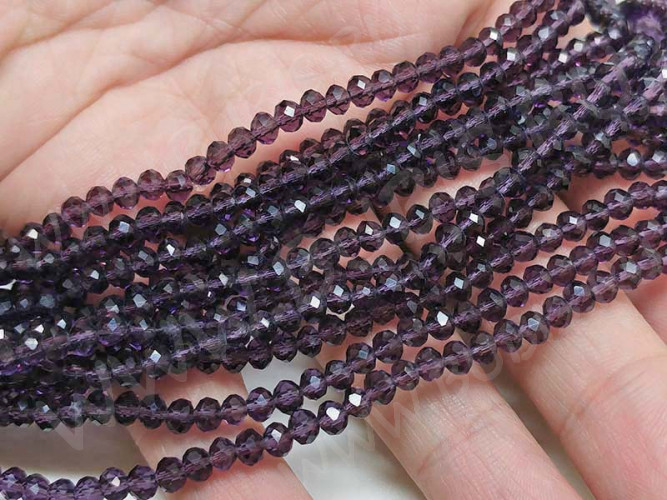 (СКИДКИ!!!) Бусина кристалл гранёный абакус 4,3*4*3,5мм Хрусталь фиолетовый прозрачный (имитация Сваровски) (100шт.)