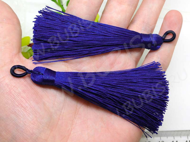 Декоративный элемент 078 Кисть струящаяся 90*9мм синяя (декоративные элементы) (1 ПАРА)