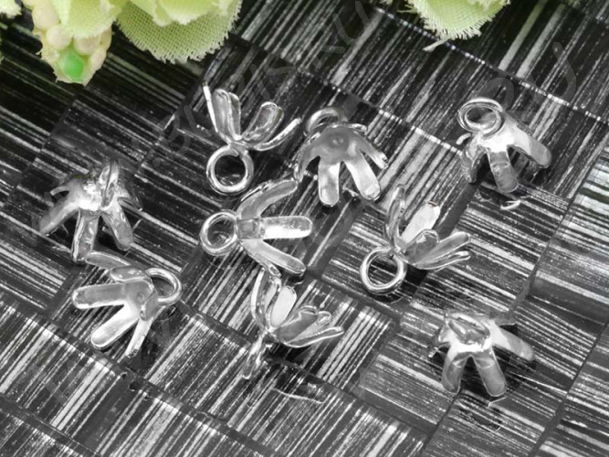 (СКИДКИ!!!) Концевик 021 шапочка подвеска 8,5*8,5*8,5мм серебристая (Brass) (10шт)