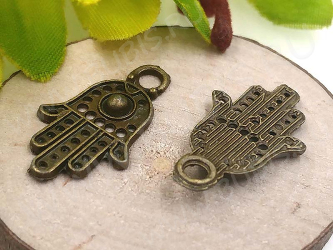 Подвеска Ладошка 05 Хамса 20*12*2мм античная бронза (литьё)