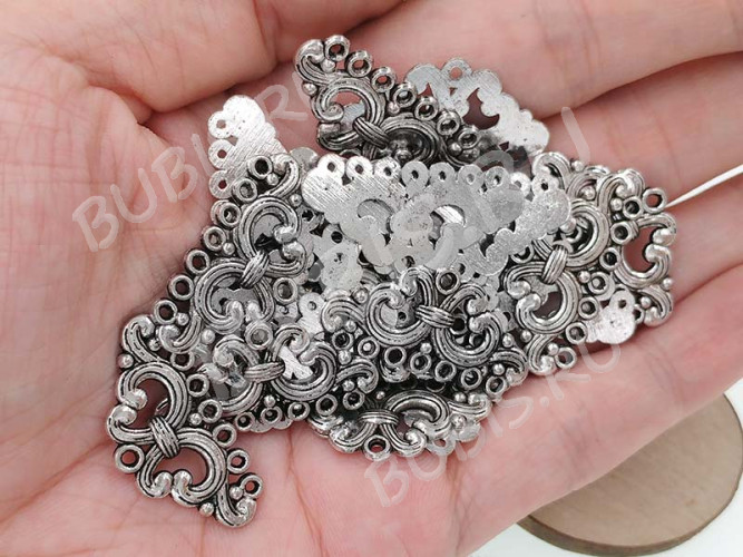 305 Коннектор на 7 нитей 28*14,5*1,4мм античное серебро (литьё)