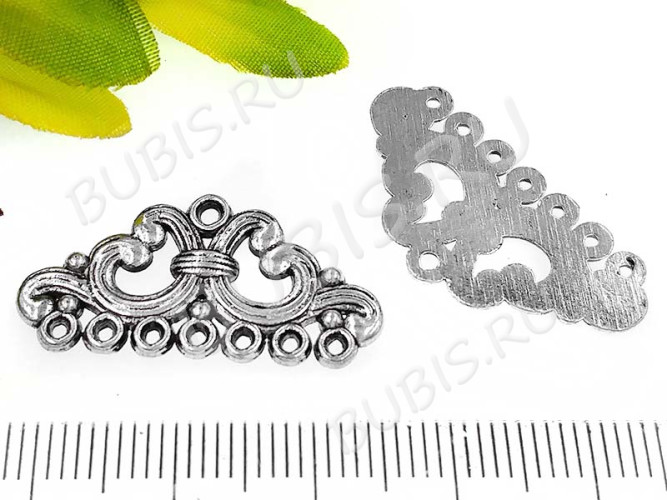 305 Коннектор на 7 нитей 28*14,5*1,4мм античное серебро (литьё)