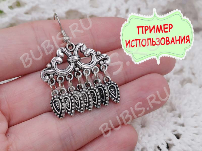 305 Коннектор на 7 нитей 28*14,5*1,4мм античное серебро (литьё)