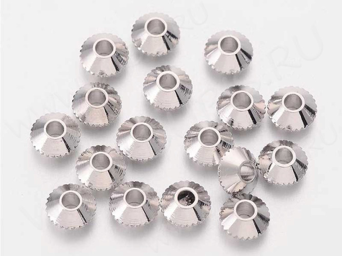 Рондели 082 Юлы 4*4*2,2мм цвет платины (LUX Китай) (Brass) (10шт.)