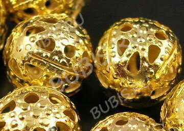 (СКИДКИ!!!) Бусина ажурная 01 Шарик 8мм золотистый (Iron) (10шт.)