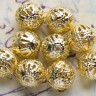 Купить (СКИДКИ!!!) Бусина ажурная 01 Шарик 8мм золотистый (Iron) (10шт.) с доставкой по России