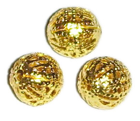 (СКИДКИ!!!) Бусина ажурная 01 Шарик 8мм золотистый (Iron) (10шт.)
