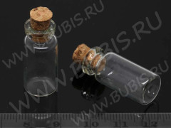 Бутылочка 02 с пробкой 1,4мл 31*12*12мм прозрачная (стекло)