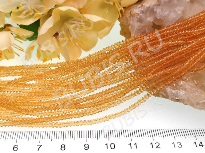 Бусина кристалл гранёный абакус 2,5*2,5*1,5мм золотистый прозрачный (имитация Сваровски) (НИТЬ)