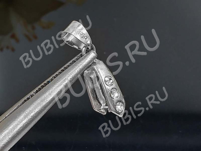 Держатель кулона 054 со стразами и пробой 18KGP 23*9,5*4мм цвет платины и прозрачный (Brass и стекло)