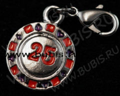 Подвеска Покерная фишка 01 &quot;25&quot; 20*16*2мм чёрный никель (цветные подвески)