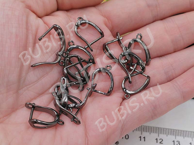 Швензы с английским замком №121 Капля острая 19*13*5мм чёрный никель (Milano LUX) (Brass) (1 пара)