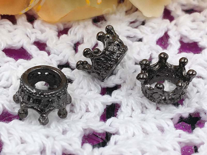 Бусина Корона 07 3D 11*11*6мм чёрный никель (LUX Китай) (сплав)