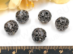 Бусина ажурная 32 Шарик со стразами 10мм черный никель (Brass)