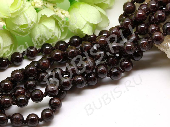 (СКИДКИ!!!) Бусина округлая 11мм Гранат тёмный (камни) (10шт)