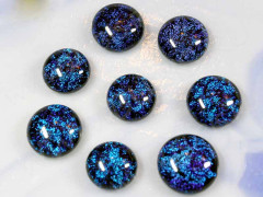 Кабошон Фьюзинг Круглый 13-21мм Дихроик на черном Синий светлый Рельеф UBG