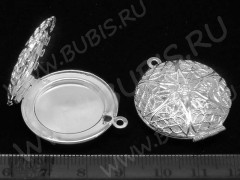 Подвеска Медальон 03 Круг ажурный 32*27*7,5мм серебристый (Brass)