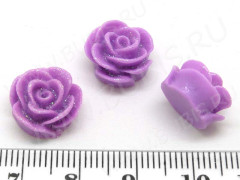 Кабошон декоративный 29 Розочка с блёстками 13*13*8мм сиреневая непрозрачная (резин)