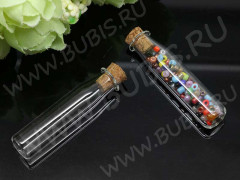 Бутылочка 42 фигурная с пробкой Бутылочка 1,8мл 48*10*10мм прозрачная (стекло)