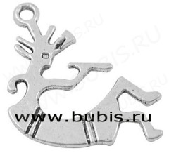 Подвеска Человечек 01 двусторонняя 24,5*22*1,5мм античное серебро (литьё)