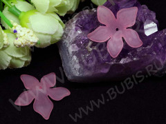 Бусина акрил Цветочек 60 матовый 29*27*7,5мм розовый полупрозрачный (акрил)