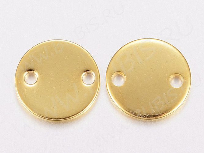364 Коннектор 1 к 1 Круг жетон 10*10*1мм золотистый (Хирургическая Сталь)