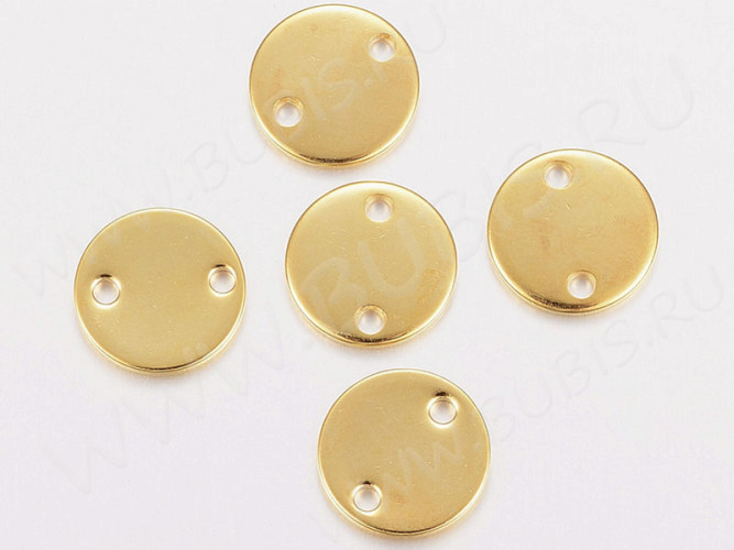 364 Коннектор 1 к 1 Круг жетон 10*10*1мм золотистый (Хирургическая Сталь)