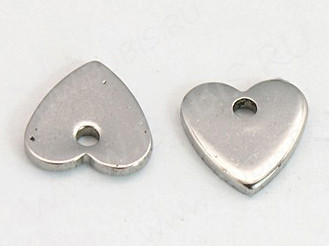 Подвеска Жетон 32 Сердечко окончание цепочки 7,3*7,3*1мм цвет платины (Хирургическая сталь)