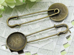 Основа (заготовка) для броши №55 Булавка с сеттингом 20мм 65*22*5мм античная бронза (Brass и Iron)