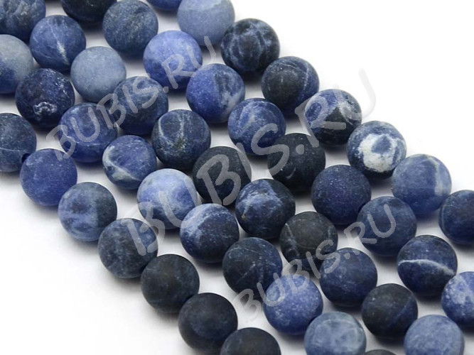 (ОПТ) Бусина округлая 8мм Содалит МАТОВЫЙ (камни) (НИТЬ)