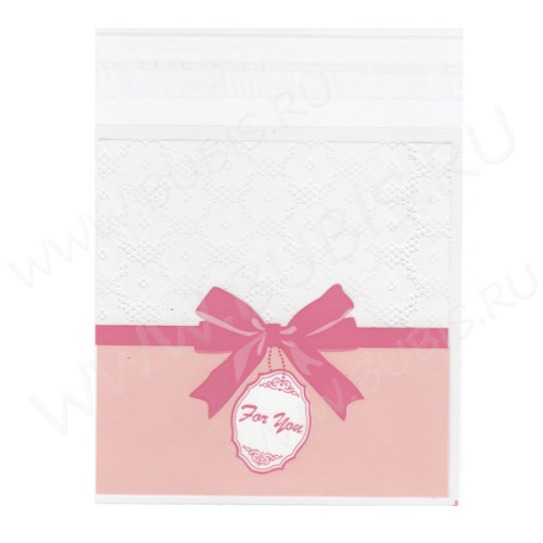 Пакет 36 с липким слоем 10*10см c розовым бантиком и For You прозрачный (упаковка) (10шт)