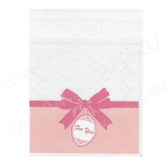 Пакет 36 с липким слоем 10*10см c розовым бантиком и For You прозрачный (упаковка) (10шт)