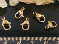 Замочек карабин №078-G 11*7*3мм золотистый Real Gold Plated 24K (LUX)(Хирургическая сталь)