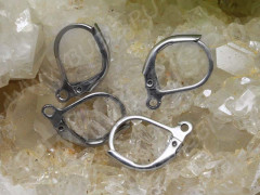 Швензы с французским замком №02 крабики 15*10*1,5мм цвет платины (хирургическая сталь) (1 пара)