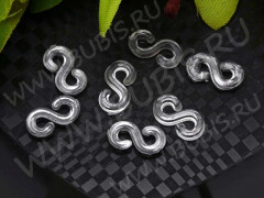 Замочки 01 (форма &quot;S&quot;) Loom Bands для браслетов 11*6*2мм прозрачные (пластик) (10шт.)
