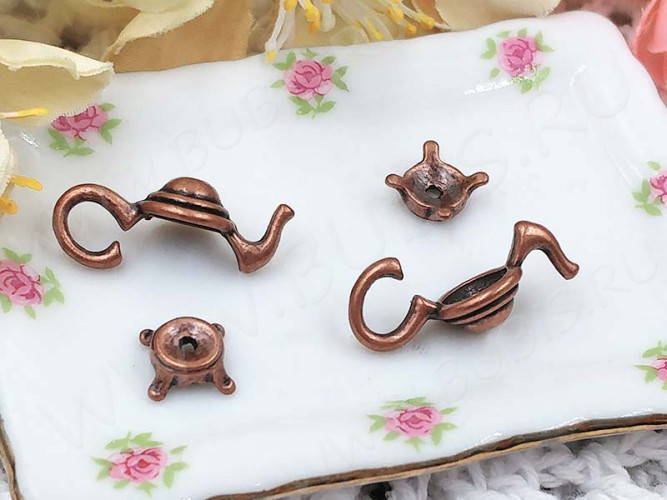 Бусина 196 Чайник 01 ловушка для бусины 21*9*8мм античная медь (литьё)