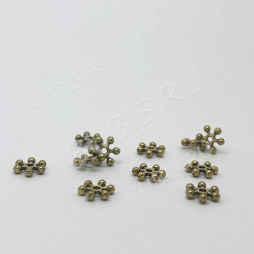 Рондели 039 Снежинки 7,5*7*1,9мм светлая бронза (литьё) (20шт) 