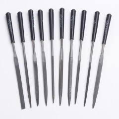 Надфиль (мелкий напильник) 06 Набор Комплект 10 видов 18см с чёрными ручками (10шт) (инструменты для бижутерии)