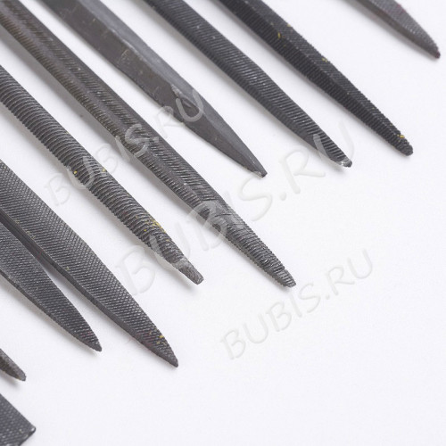 Надфиль (мелкий напильник) 06 Набор Комплект 10 видов 18см с чёрными ручками (10шт) (инструменты для бижутерии)